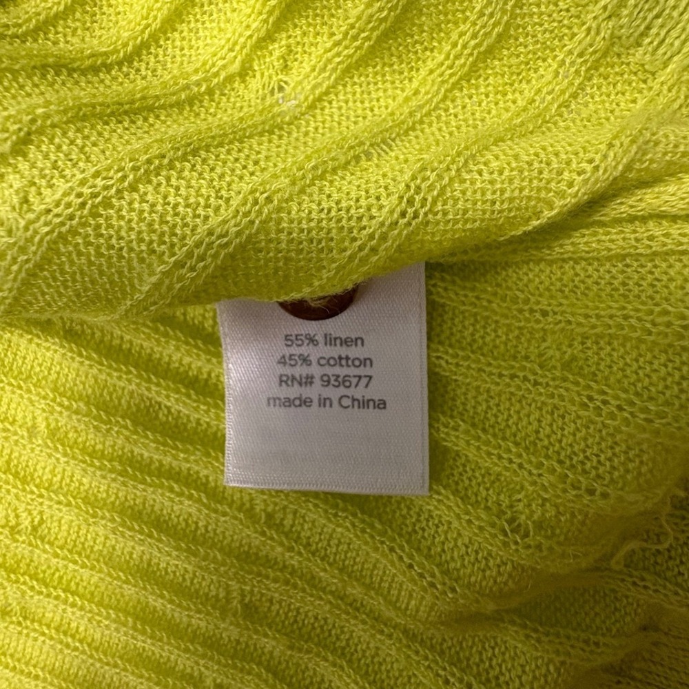 JCP Loden Green Linen Blend V-Neck Cable Knit Cardigan Sweater Womens Medium NWT - Picture 4 of 6